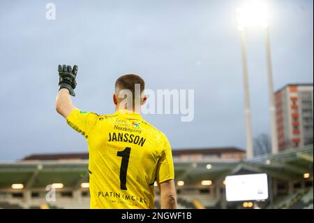 Göteborg, Schweden. 19. Februar 2023 Torwart Oscar Jansson von Norrköping während des Bühnenspiels der Swedish Cup Group zwischen GAIS und IFK Norrköping am 19. Februar 2023 in Göteborg. Kredit: Oskar Olteus / Alamy Live News Stockfoto