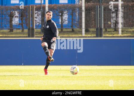 Berlin, Deutschland. 19. Februar 2023. Während des Spiels Hertha Berlin II gegen Tennis Borussia Berlin in der Runde 21 der Regionalen Liga Nordosten, Berlin, 19. Februar 2023. Iñaki Esnaola / Alamy Live News Kredit: Iñaki Esnaola/Alamy Live News Stockfoto