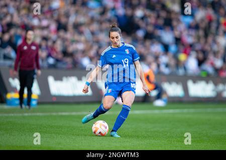 Coventry, Großbritannien. 19. Februar 2023 Coventry, Großbritannien. 19. Februar 2023Martina Lenzini von Italien während des Arnold Clark Cup-Spiels zwischen England Women und Italien in der Coventry Building Society Arena, Coventry, am Sonntag, den 19. Februar 2023. (Foto: Gustavo Pantano | MI News) Guthaben: MI News & Sport /Alamy Live News Stockfoto