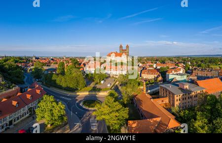 Weltkulturerbe-Stadt Quedlinburg Harz Luftaufnahmen Stockfoto