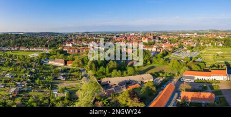 Weltkulturerbe-Stadt Quedlinburg Harz Luftaufnahmen Stockfoto