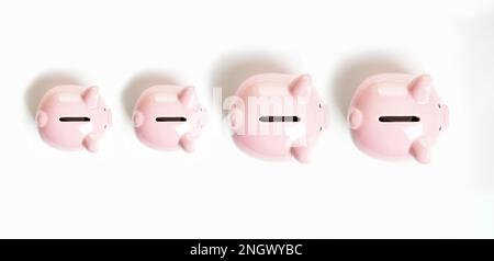 Topview von piggy Bank sparschwein oder Familie - finanzielle Wachstum oder kapitalgewinn Konzept Stockfoto