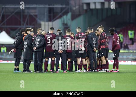 Salerno, Italien. 19. Februar 2023. Salernitana Dejection am Ende des Fußballspiels der Serie A zwischen US Salernitana und SS Lazio im Arechi-Stadion in Salerno (Italien), 19. Februar 2023. Foto: Cesare Purini/Insidefoto Credit: Insidefoto di andrea staccioli/Alamy Live News Stockfoto