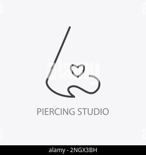 Lochende Studio-Logo-Vorlage. Durchbohrte Nase Stock Vektor