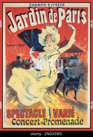 Vintage Paris 1890 Cabaret Poster 'Jardin De Paris' Spectacle Concert de Paris, Spectacle Varié, Concert Jules CHERET (Chéret) Champs Elysées Paris Frankreich Stockfoto