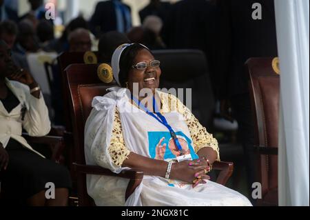 Freitag, 3. 2023. Februar: Juba South Sudan. Mary Ayen Mayardit. Präsident Salva Kiir Mayardits Ehefrau Pilgerreise des Friedens. Moderator der schottischen Kirche RT Rev. Dr. Iain Greenshields ist in Juba, Südsudan, auf einer Friedenspilgerfahrt mit dem Papst und Erzbischof von Canterbury, Rev Justin Welby. Stockfoto