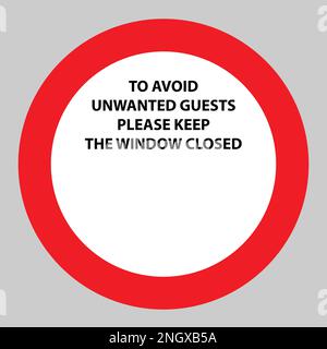 Aufkleber mit Warnzeichen Insektenwespensymbol. Darstellung des Wespen-Silhouetten-Vektors Stock Vektor