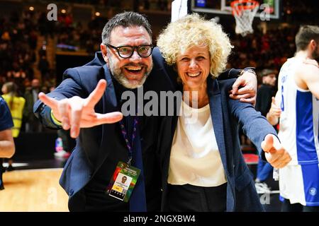 Turin, Italien. 19. Februar 2023. VIRTUS SEGAFREDO BOLOGNA vs. GERMANI BASKET BRESCIA, auf dem Foto The Celebrations Editorial Use Only Credit: Independent Photo Agency/Alamy Live News Stockfoto