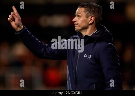 ROTTERDAM, NIEDERLANDE - FEBRUAR 19: Landry Dimata von NEC Nijmegen während des niederländischen Eredivisie-Spiels zwischen Excelsior Rotterdam und NEC Nijmegen im Van Donge & De Roo Stadion am 19. Februar 2023 in Rotterdam, Niederlande (Foto von Broer van den Boom/Orange Pictures) Stockfoto