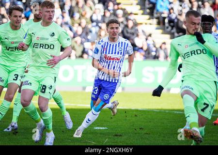 Odense, Dänemark. 19. Februar 2023. Aske Adelgaard (23) von Odense Boldklub, gesehen während des Superliga-Spiels zwischen Odense Boldklub und Randers FC 3F im Nature Energy Park in Odense. (Foto: Gonzales Photo/Alamy Live News Stockfoto