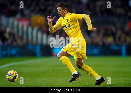 Barcelona, Spanien. 19. Februar 2023. Ruben Alcaraz von Cadiz CF während des Spiels La Liga zwischen dem FC Barcelona und dem Cadiz CF spielte am 19. Februar 2022 im Spotify Camp Nou Stadium in Barcelona, Spanien. (Foto: Sergio Ruiz / PRESSIN) Kredit: PRESSINPHOTO SPORTS AGENCY/Alamy Live News Stockfoto