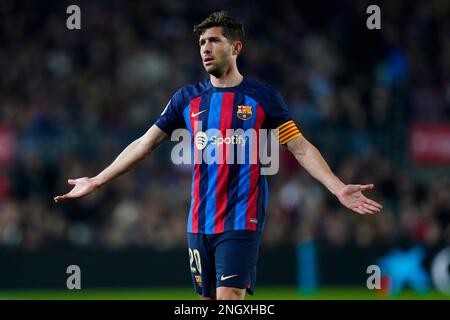 Barcelona, Spanien. 19. Februar 2023. Sergi Roberto vom FC Barcelona während des Spiels La Liga zwischen dem FC Barcelona und dem Cadiz CF spielte am 19. Februar 2022 im Spotify Camp Nou Stadium in Barcelona, Spanien. (Foto: Sergio Ruiz / PRESSIN) Kredit: PRESSINPHOTO SPORTS AGENCY/Alamy Live News Stockfoto