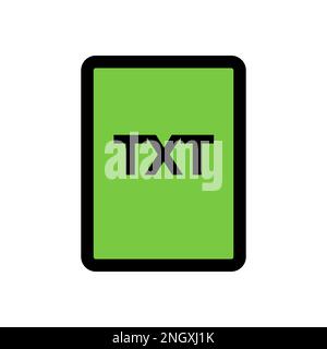 Symbolzeile DER TXT-Datei isoliert auf weißem Hintergrund. Schwarzer, flacher Klassiker mit modernem Umriss. Lineares Symbol und bearbeitbare Kontur. Einfach und Pixel pro Stock Vektor