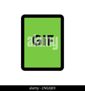 Symbolzeile der GIF-Datei isoliert auf weißem Hintergrund. Schwarzer, flacher Klassiker mit modernem Umriss. Lineares Symbol und bearbeitbare Kontur. Einfach und Pixel pro Stock Vektor