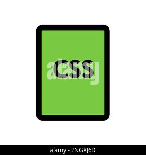Symbolzeile der CSS-Datei isoliert auf weißem Hintergrund. Schwarzer, flacher Klassiker mit modernem Umriss. Lineares Symbol und bearbeitbare Kontur. Einfach und Pixel pro Stock Vektor