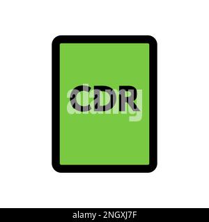 Symbolzeile der CDR-Datei isoliert auf weißem Hintergrund. Schwarzer, flacher Klassiker mit modernem Umriss. Lineares Symbol und bearbeitbare Kontur. Einfach und Pixel pro Stock Vektor