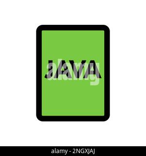 Symbolzeile DER JAVA-Datei isoliert auf weißem Hintergrund. Schwarzer, flacher Klassiker mit modernem Umriss. Lineares Symbol und bearbeitbare Kontur. Einfach und Pixel pe Stock Vektor