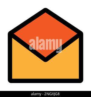 Öffnen Sie die E-Mail-Symbolzeile isoliert auf weißem Hintergrund. Schwarzer, flacher Klassiker mit modernem Umriss. Lineares Symbol und bearbeitbare Kontur. Einfach und Pixel p Stock Vektor