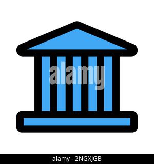 Zeile mit Banksymbol isoliert auf weißem Hintergrund. Schwarzer, flacher Klassiker mit modernem Umriss. Lineares Symbol und bearbeitbare Kontur. Einfach und pixelgenau Stock Vektor