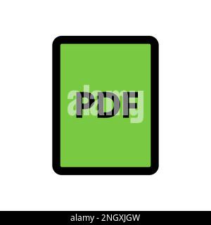 Symbolzeile der PDF-Datei isoliert auf weißem Hintergrund. Schwarzer, flacher Klassiker mit modernem Umriss. Lineares Symbol und bearbeitbare Kontur. Einfach und Pixel pro Stock Vektor