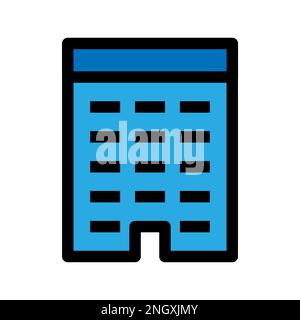 Symbollinie des Bürogebäudes isoliert auf weißem Hintergrund. Schwarzer, flacher Klassiker mit modernem Umriss. Lineares Symbol und bearbeitbare Kontur. Simple und pi Stock Vektor