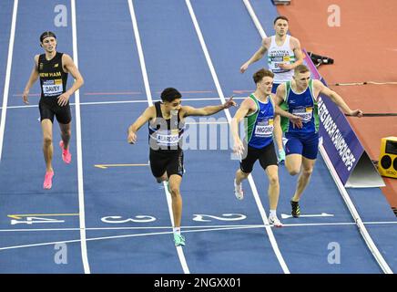 Birmingham, Großbritannien, 19. Februar 2023. Samuel REARDON von Blackheath & Bromley Harriers AC gewinnt die Herren 400m bei der britischen Leichtathletik-Hallenmeisterschaft. Kredit: Francis Knight/Alamy Live News Stockfoto