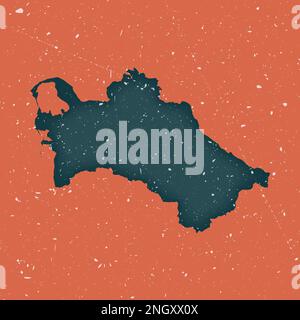 Urkmenische Landkarte Turkmenistans. Grunge-Karte des Landes mit verzweifelter Textur. Turkmenistan-Poster. Vektordarstellung. Stock Vektor