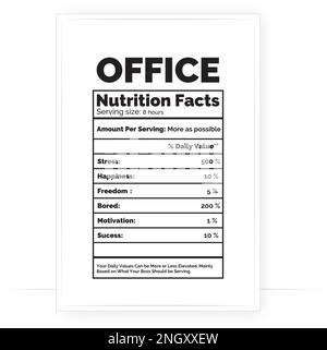 Office Nutrition Facts Poster, Vektor. Kreatives Posterdesign Stock Vektor