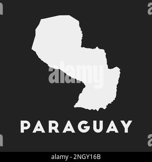 Paraguay-Symbol. Landkarte auf dunklem Hintergrund. Stilvolle Karte von Paraguay mit Ländernamen. Vektordarstellung. Stock Vektor