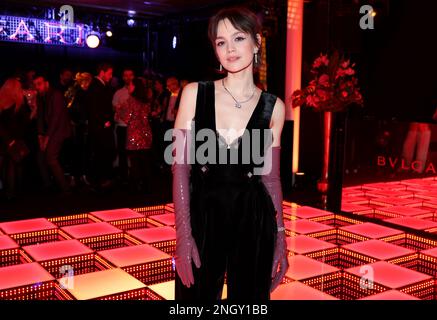 Berlin, Deutschland. 19. Februar 2023. Emilia Schüle auf der Bulgari-Party. Das Internationale Filmfestival 73. findet bis zum 26. Februar 2023 statt. Kredit: Gerald Matzka/dpa/Alamy Live News Stockfoto