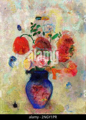 Große Vase mit Blumen (1912) von Odilon Redon. Original aus der Nationalgalerie der Kunst. Stockfoto