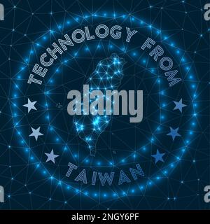 Technologie Aus Taiwan. Futuristisches geometrisches Abzeichen des Landes. Technologisches Konzept. Rundes Taiwan-Logo. Vektordarstellung. Stock Vektor