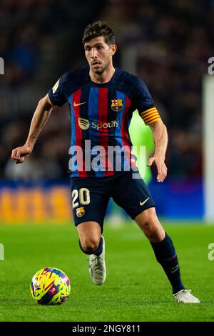 Barcelona, Spanien. 19. Februar 2023. Sergi Roberto (FC Barcelona) in Aktion während des Fußballspiels La Liga zwischen dem FC Barcelona und dem Cadiz CF im Camp Nou Stadium in Barcelona, Spanien, am 19. Februar 2023. Foto: Siu Wu. Kredit: dpa/Alamy Live News Stockfoto