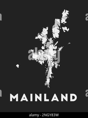 Festland - Karte des Kommunikationsnetzes der Insel. Trendiges geometrisches Design auf dem Festland auf dunklem Hintergrund. Stock Vektor