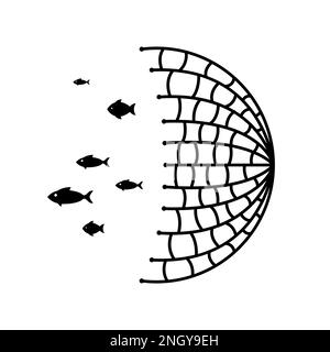 Abbildung des Netzvektorsymbols Fischnetz-Seilfischer-Ikone Stock Vektor