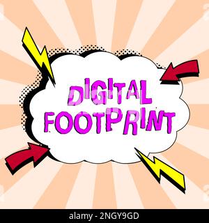 Textbeschriftung mit dem digitalen Fußabdruck. Business Idea nutzt digitale Technologie für den Fertigungsprozess Stockfoto