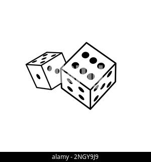 Würfelliniensymbol. Symbol für die Hilfslinie für Casino-Würfel-Vektor-Glücksspiel. Stock Vektor