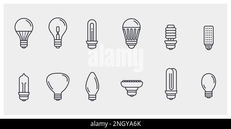 Leuchtmittel-LED-Symbol für die Linie. LED-Lampe Energie elektrische Wirtschaft Licht Symbol Stock Vektor