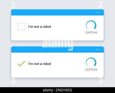 Kein Roboter-Captcha-Vektortest-Bild-Hinderniscomputer. Captcha Code öffentliches Internet-Passwort, keine Robotersorgen Stock Vektor