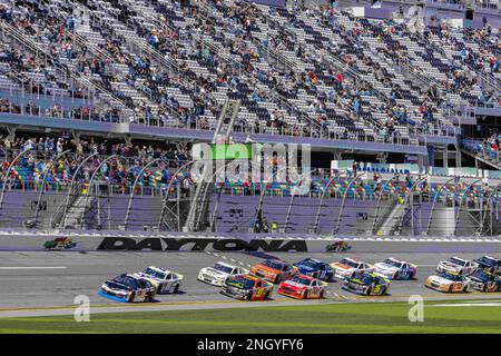 Daytona Beach, Florida, USA. 18. Februar 2023. Der Daytona International Speedway ist Austragungsort der ARCA Menards Series für den Brandt 200 in Daytona Beach, FL, USA. (Kreditbild: © Walter G. Arce Sr./ZUMA Press Wire) NUR REDAKTIONELLE VERWENDUNG! Nicht für den kommerziellen GEBRAUCH! Stockfoto