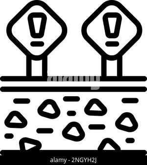 Achtung Mikroplastik Verschmutzung Symbol Umriss Vektor. Grundnahrung. Meeresdiagramm Stock Vektor