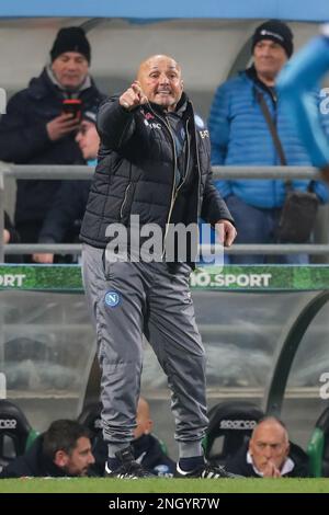 Reggio Emilia, Italien. 17. Februar 2023. Trainer Luciano Spalletti aus Neapel beim FUSSBALLSPIEL DER SERIE A Tim 2022/23 zwischen US Sassuolo Calcio und SSC Napoli im Mapei Stadium. Endstand: Sassuolo 0:2 Napoli. Kredit: SOPA Images Limited/Alamy Live News Stockfoto