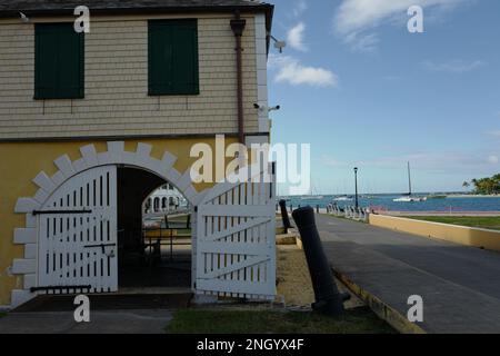 Historisches Gebäude in Christiansted auf der St. Croix Stockfoto