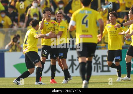 Sankyo Frontier Kashiwa Stadium, Chiba, Japan. 18. Februar 2023. Kashiwa Reysol Team Group, 18. FEBRUAR 2023 - Fußball/Fußball : 2023 J1. Ligaspiel zwischen Kashiwa Reysol - Gamba Osaka im Sankyo Frontier Kashiwa Stadium, Chiba, Japan. Kredit: YUTAKA/AFLO SPORT/Alamy Live News Stockfoto