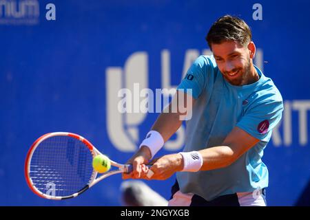 Buenos Aires, Argentinien. 19. Februar 2023. Cameron Norrie von Großbritannien spielt während des Finales der Singles für Männer am 7. Tag der ATP 250 Argentina Open 2023 im Lawn Tennis Club von Buenos Aires gegen Carlos Alcaraz von Spanien. Endergebnis: Carlos Alcaraz 6:7, 3:5 Cameron Norrie Credit: SOPA Images Limited/Alamy Live News Stockfoto