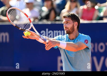 Buenos Aires, Argentinien. 19. Februar 2023. Cameron Norrie von Großbritannien spielt während des Finales der Singles für Männer am 7. Tag der ATP 250 Argentina Open 2023 im Lawn Tennis Club von Buenos Aires gegen Carlos Alcaraz von Spanien. Endergebnis: Carlos Alcaraz 6:7, 3:5 Cameron Norrie Credit: SOPA Images Limited/Alamy Live News Stockfoto