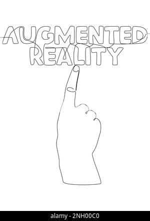 Eine durchgehende Handbewegung mit dem Wort „Augmented Reality“. Vektorkonzept zur Darstellung dünner Linien. Kontur Zeichnen kreativer Ideen. Stock Vektor