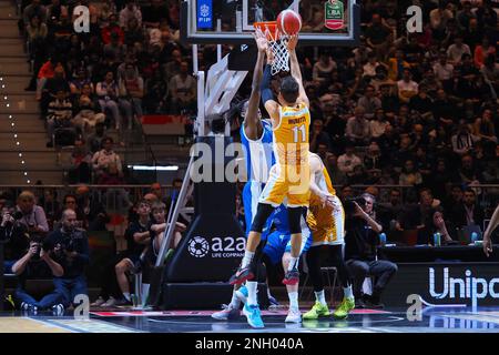 PalaAlpitour, Turin, Italien, 18. Februar 2023, Davide Moretti (Carpegna Prosciutto Pesaro) während der letzten acht - Halbfinale - Prosciutto Carpegna PE Stockfoto