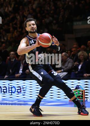 Turin, Italien. 19. Februar 2023. Kyle Weems (Virtus Segafredo Bologna) während des Finales - Virtus Segafredo Bologna vs Germani Brescia, Italian Basketball Cup Men in Turin, Italien, Februar 19 2023 Kredit: Independent Photo Agency/Alamy Live News Stockfoto