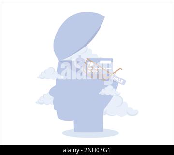 Konsumerismus, Verstand oder Wunsch, mehr zu kaufen und zu kaufen, Kauf Therapie oder Shopping sucht Konzept, flacher Vektor moderne Illustration Stock Vektor